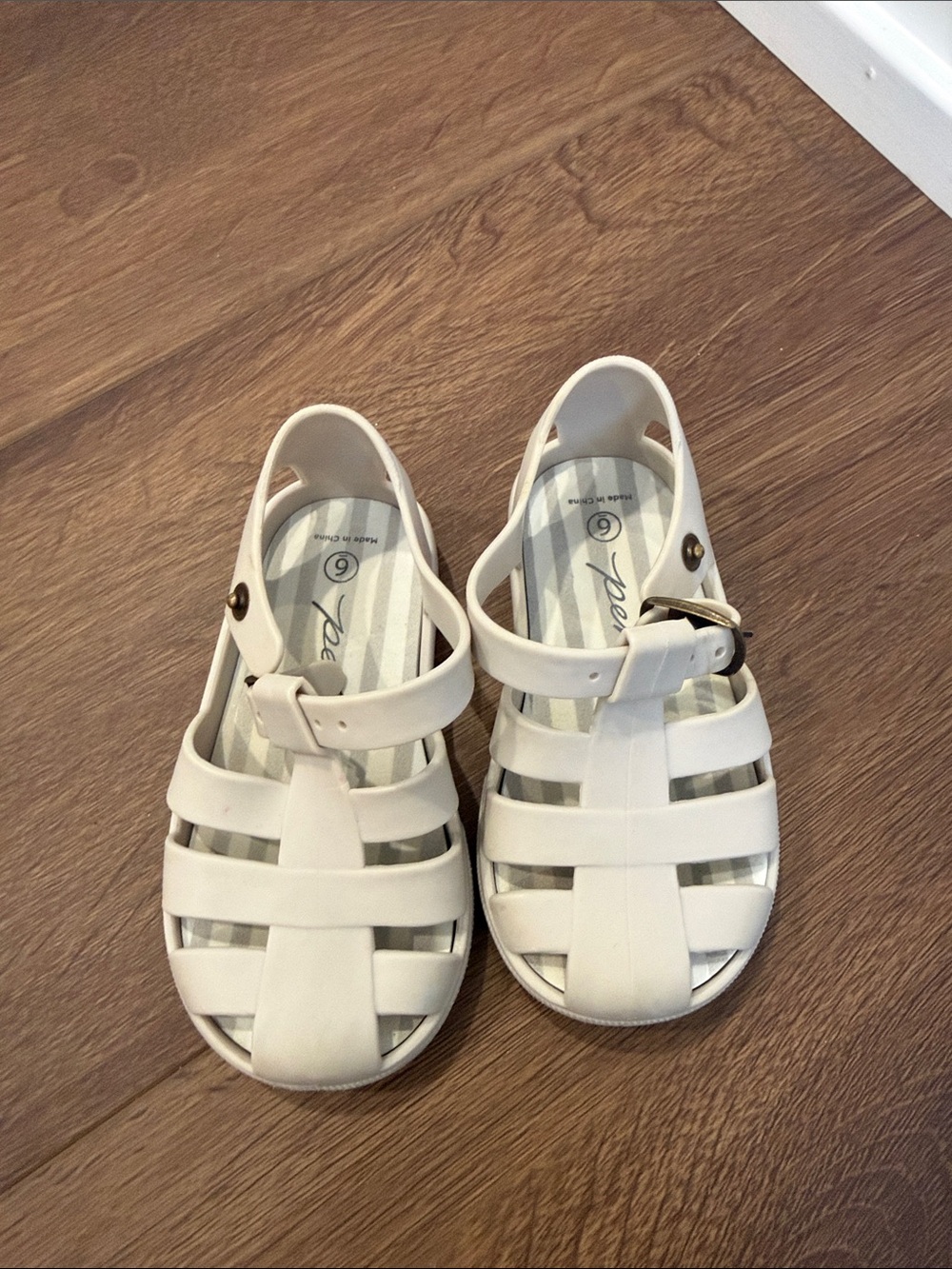 Kids White Jelly Fisherman Sandals with Buckle Strap